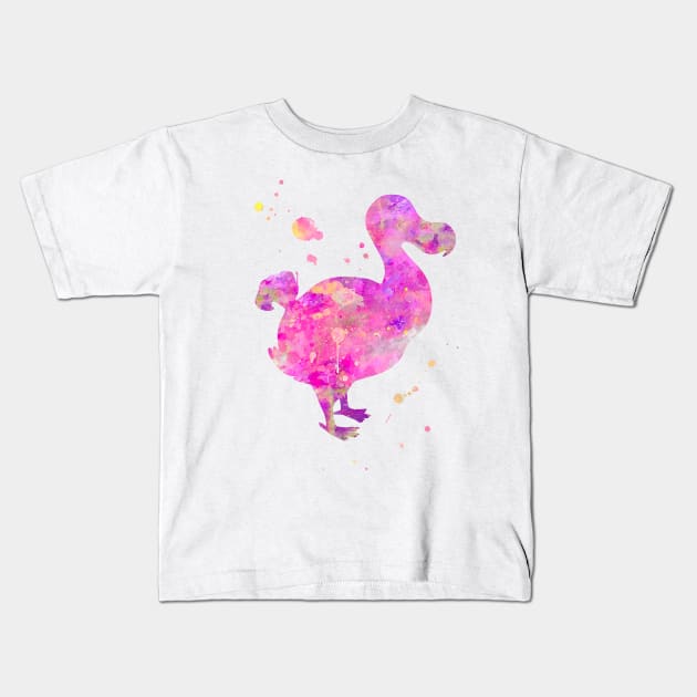 Pink Dodo Watercolor Painting Kids T-Shirt by Miao Miao Design